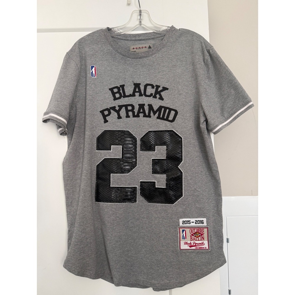 Black Pyramid Chris Brown 23 Snakeskin Jersey T-Shirt Gray Mens Medium 2015-2016